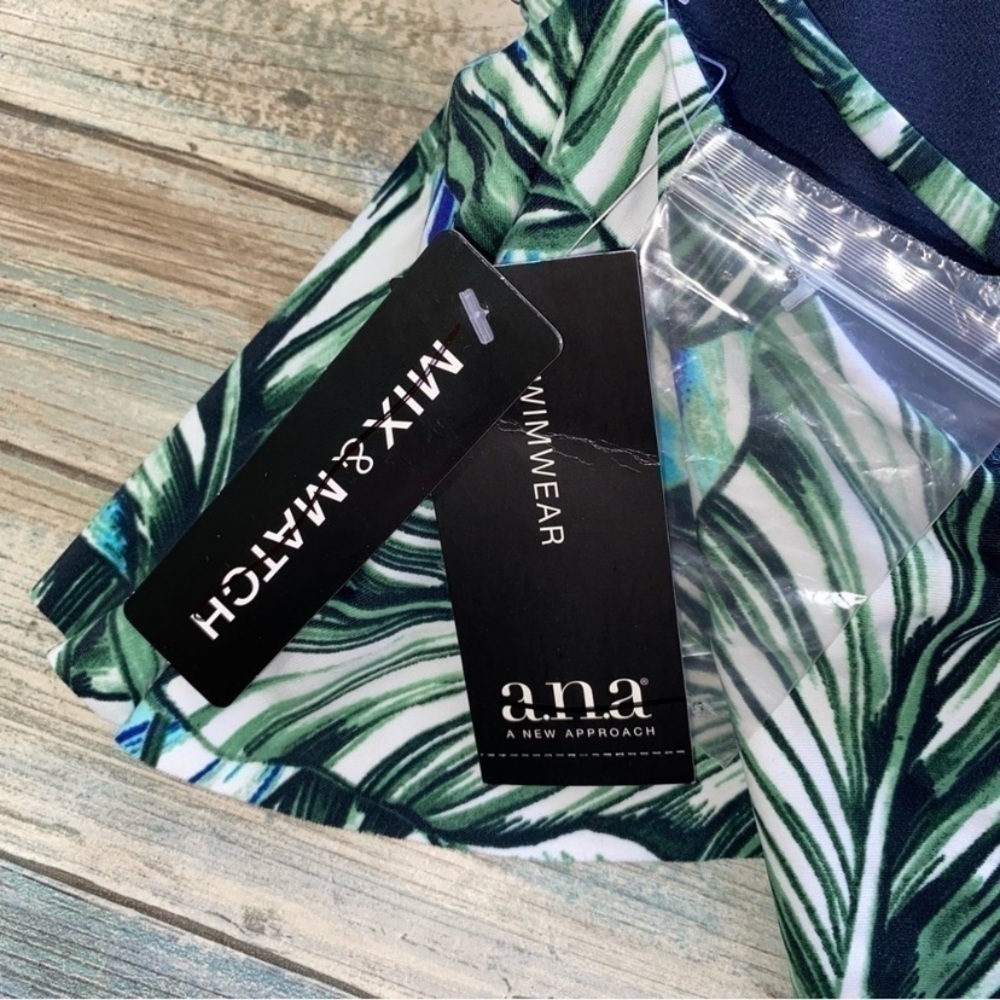 NWT A.N.A Palm Leaf Bikini Top Ruffle Strap Tropical Swim Women’s Small - Picture 4 of 5